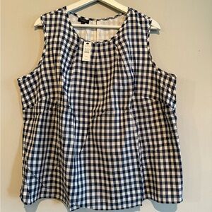 Talbots Navy Checkered Sleeveless Top women plus size 2XP